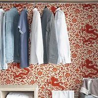 Scalamandre Persimmon Chien Dragon Peel & Stick Wallpaper