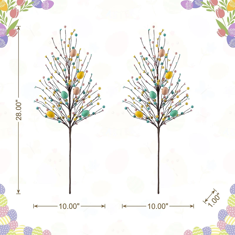 Glitzhome® 28" Easter Berries & Eggs Picks Set