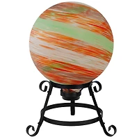 10" Orange & Green Swirl Designed Outdoor Garden Gazing Ball