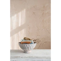 Hello Honey® 6" Whitewashed Footed Mango Wood Bowl with Carved Circle Accents