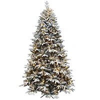 7.5ft. Pre-Lit Flocked Artificial Christmas Tree, Multicolor Lights