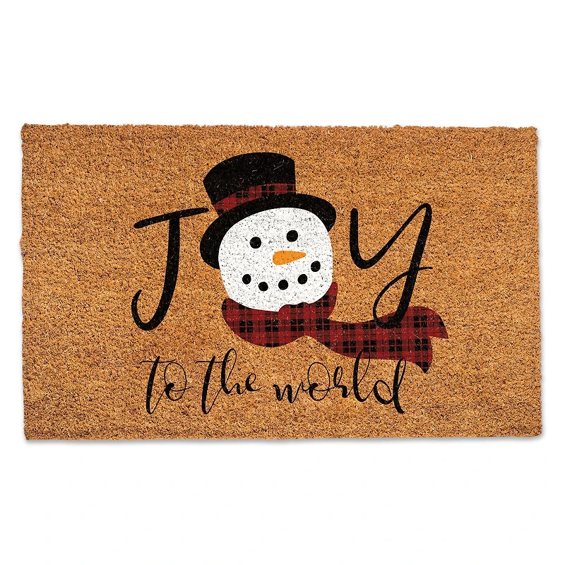 Joy to the World Snowman Doormat