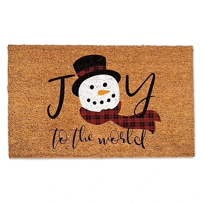 Joy to the World Snowman Doormat