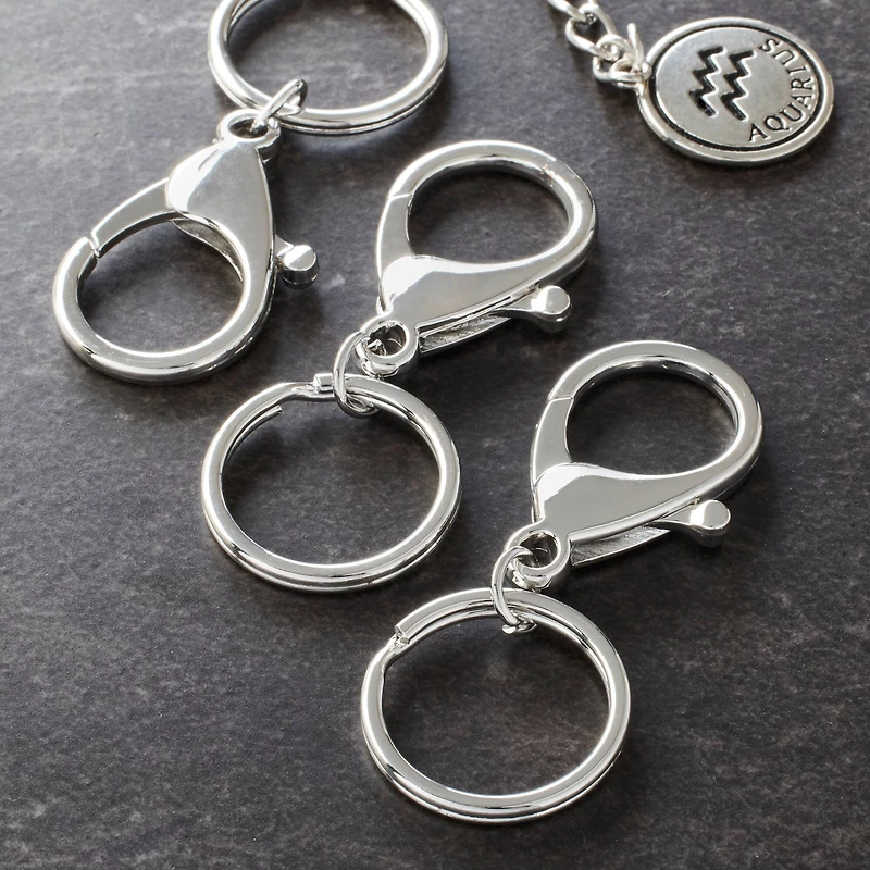 9 Packs: 3 ct. (27 total) Premium Rhodium Metal Keyring Lobsters by Bead Landing™