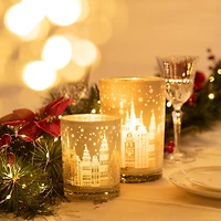 Glitzhome® Christmas Building Glass Candle Holder Set