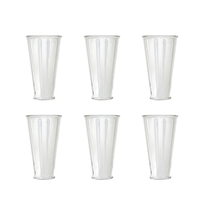 Hello Honey® 6" Clear Round Glass Drinking Glasses with Debossed Rim & Base, 6ct.