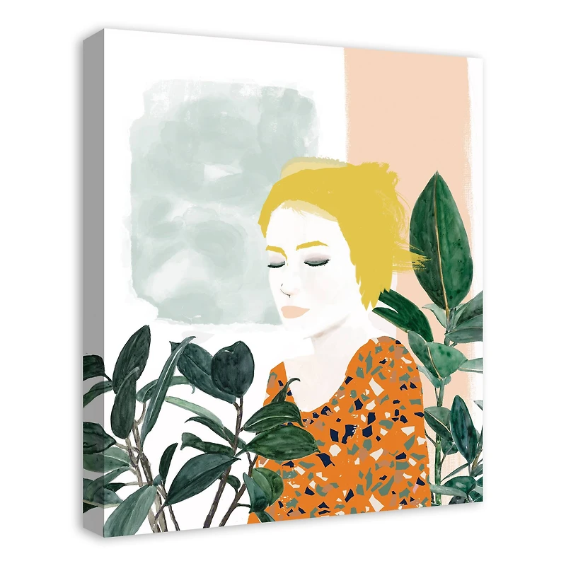Lady in the Leaves Canvas Wall Art