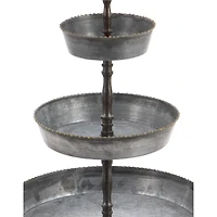 22" Gray Iron Farmhouse 3 Tier Tray Stand