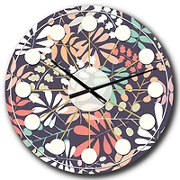 Designart 'Retro Botanical Pattern Ii Mid-Century Modern Wall Clock