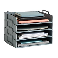 Mind Reader Stackable Paper Tray, Desktop Organizer, File Storage, Office, Plastic, 4 Pcs
