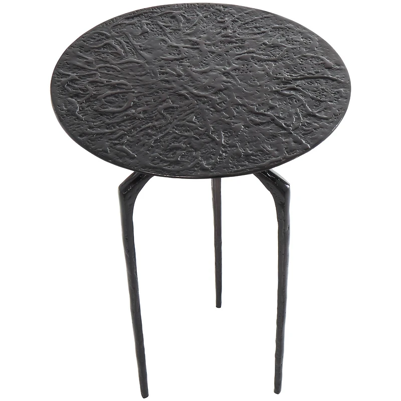 22" Gray Aluminum Geometric Textured Accent Table