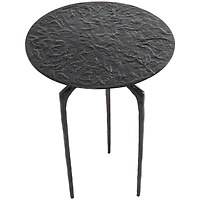 22" Gray Aluminum Geometric Textured Accent Table