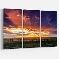 Designart - Dramatic Sunset over Prairie
