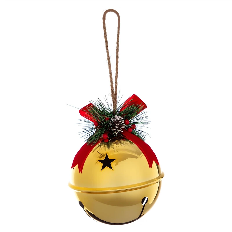9.25" Jingle Bell with Star Cutouts Hanging Décor by Ashland
