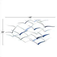 Blue Metal Coastal Wall Decor, 25" x 48" x 3"