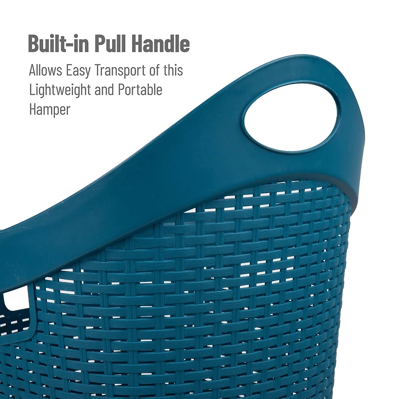 Mind Reader 60L Ventilated Mobile Laundry Hamper with Cut Out Handle & Integrated Caster Wheels