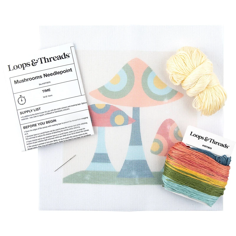 8" x 8" Retro Mushrooms Needlepoint Kit by Loops & Threads®