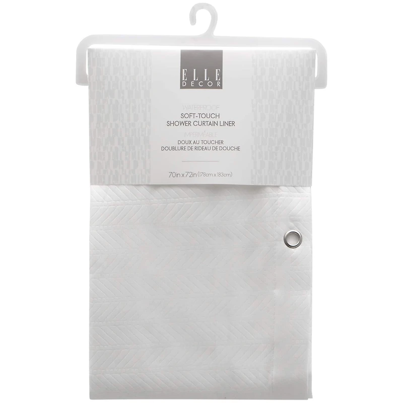 Elle Décor White Soft Touch Waterproof Fabric Shower Curtain Liner