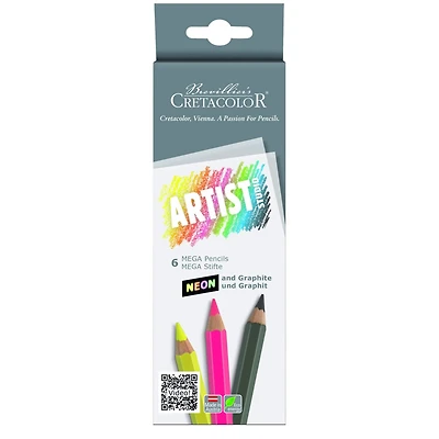 Cretacolor Artist Studio Mega Neon Pencil Set, 6ct.