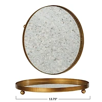 Hello Honey® 13.75" Gold Footed Metal Antiqued Mirror Tray