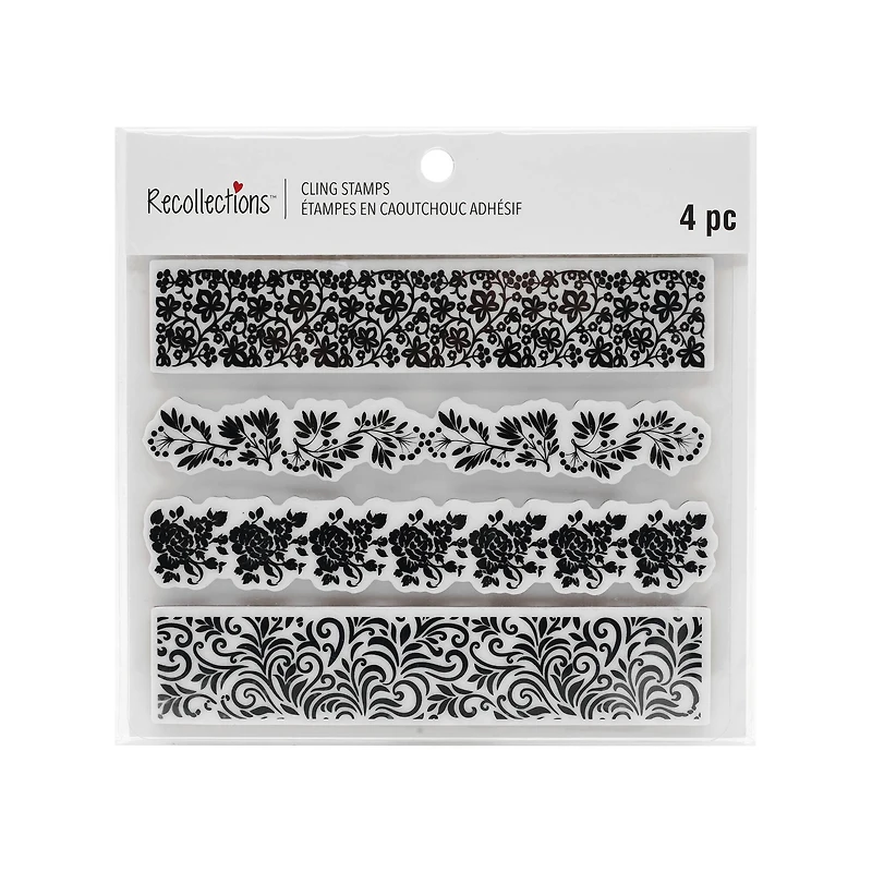Floral & Foliage Border Cling Stamps, 4ct. by Recollections™
