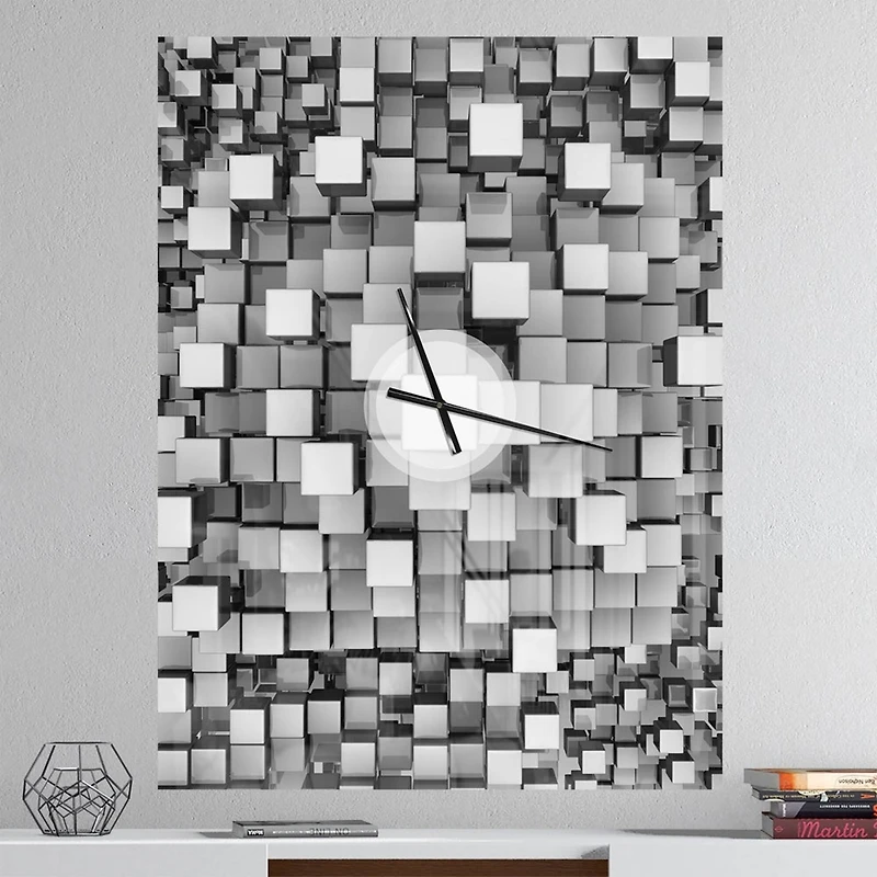Designart Black And Gray Cubes Wall Clock