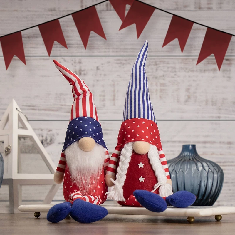 17.7" Sitting Patriotic Boy 4th of July Gnome