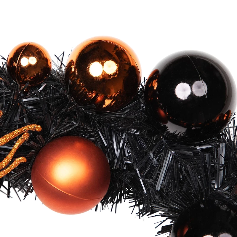 18'' Unlit Orange Spiders and Ornaments Halloween Wreath