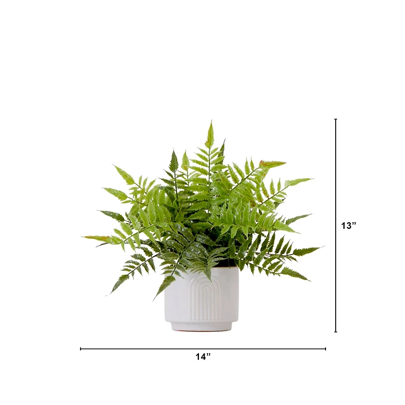 13" Artificial Boston Fern Plant with Decorative Planter 