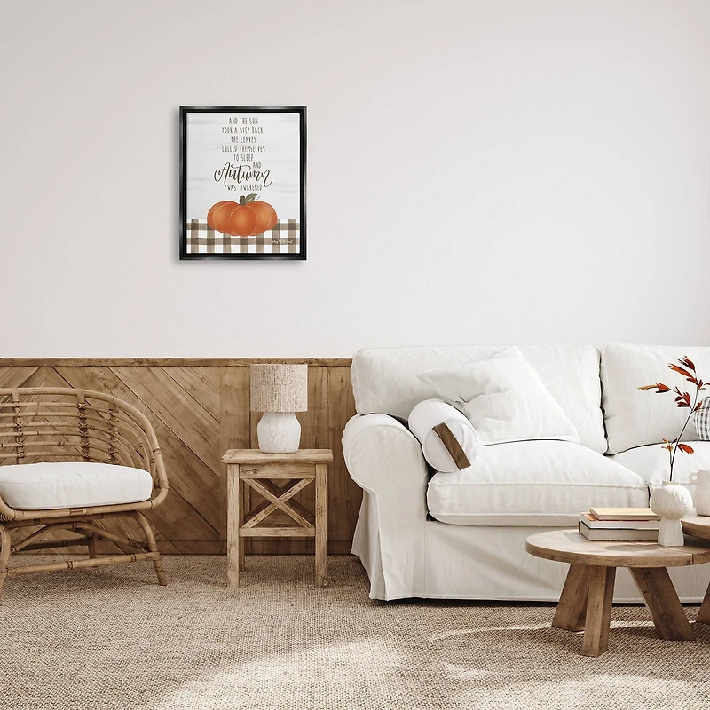 Stupell Industries Autumn Seasonal Phrase Framed Floater Canvas Wall Art