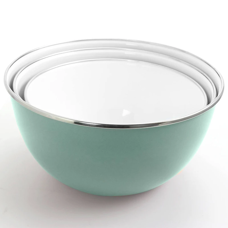 Gibson Home® Plaza Cafe Sky Blue 3-Piece Stackable Nesting Mixing Bowl Set with Lids