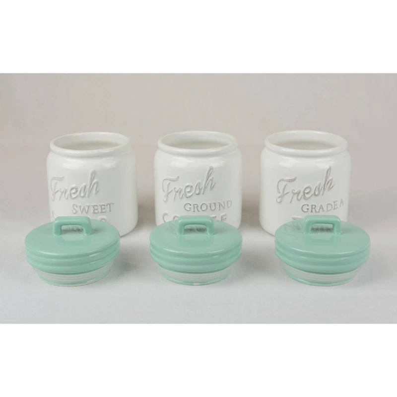 DII® 5.6" Aqua Ceramic Jar Canister Set, 3ct.