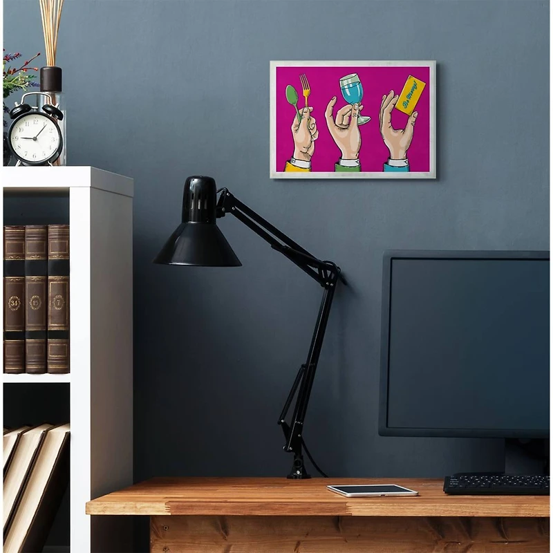 Stupell Industries Eat Drink Be Merry Neon Pink Framed Wall Art