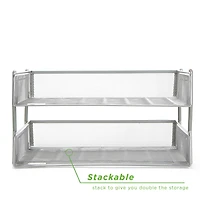 Mind Reader 2 Pack Silver Stackable Metal Mesh Organizer