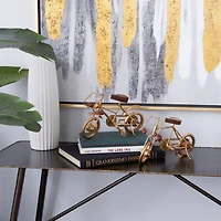 9.75" Gold Finish Metal Bike Tabletop Sculptures, 2ct.