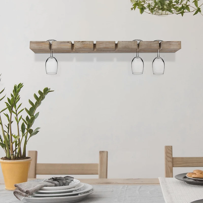 Brown Wine Glass Rack Floating Display Shelf