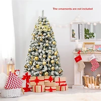 Costway 6ft. Unlit Snow Flocked Hinged Artificial Christmas Tree