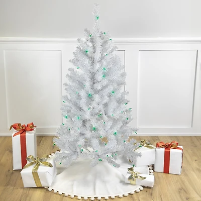 4ft. Pre-Lit White Artificial Christmas Tree, Green Lights