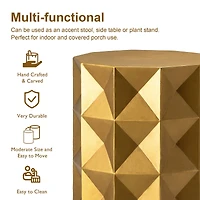 Glitzhome® 17" Antique Gold Geometric Side Table