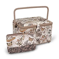 Dritz® Neutral Sewing Large Rectangular Sewing Basket With Zippered Case