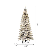 7.5ft Pre-Lit Flocked Layered Spruce Artificial Christmas Tree, Warm White LED Lights