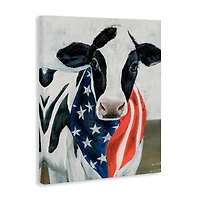 Stupell Industries Farm Cow American Flag Animal Canvas Wall Art