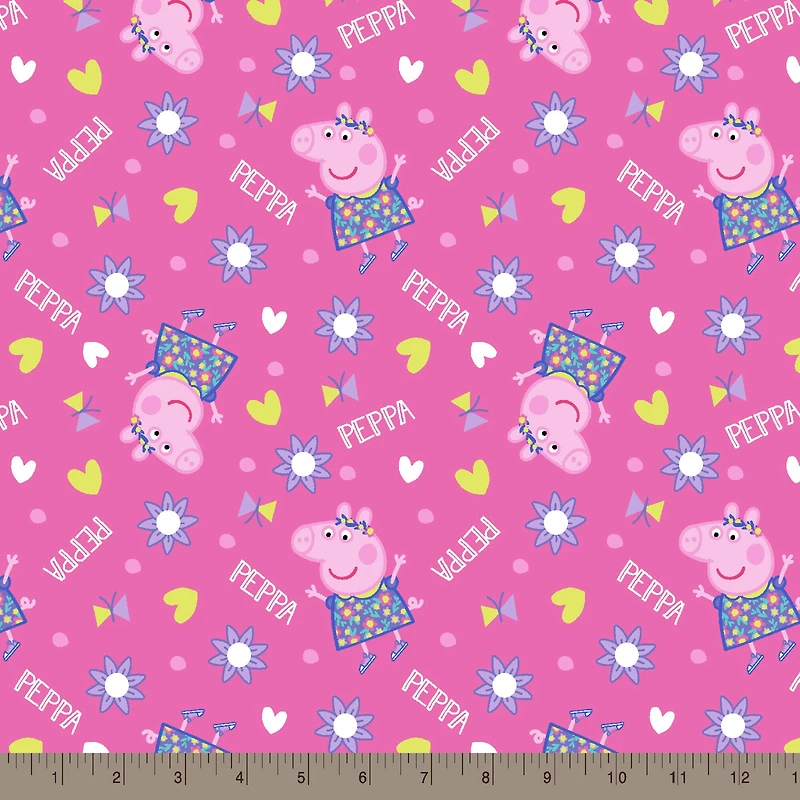 Peppa Pig Pink Toss Cotton Fabric