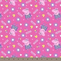 Peppa Pig Pink Toss Cotton Fabric