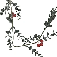 Hello Honey 6ft. Frosted Faux Boxwood Garland with Berries
