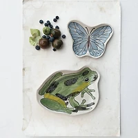 Hello Honey® 8.5" White & Blue Whimsical Butterfly Stoneware Plate