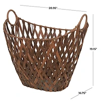 21" Bronze Plastic Rattan Geometric Woven Storage Basket