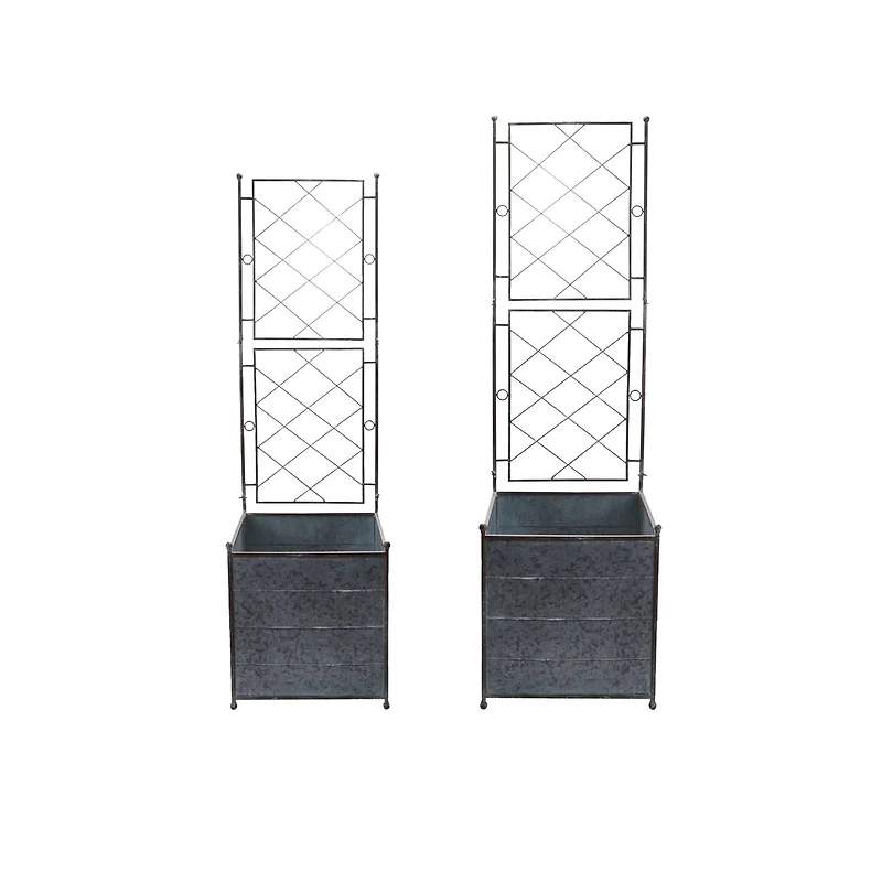 Hello Honey® Galvanized Metal Planters with Trellis, 2ct.
