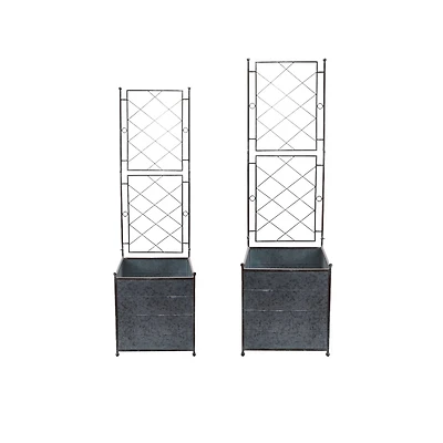 Hello Honey® Galvanized Metal Planters with Trellis, 2ct.