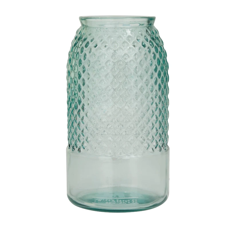 Blue Recycled Glass Spanish Decorative Jars 6" x 6" x 11"